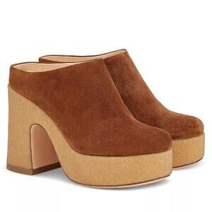 AGL Sista Platform Mule Leather Cognac Brown Slip On Heels Size 10